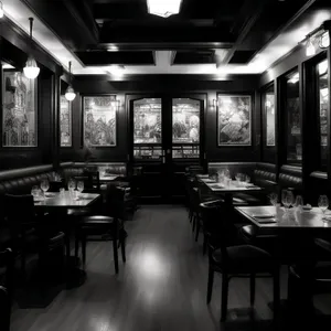 Modern luxury restaurant interior design with wooden furniture.