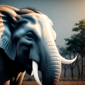 Elephant Majesty: Endangered Bull Roaming South African Safari Park