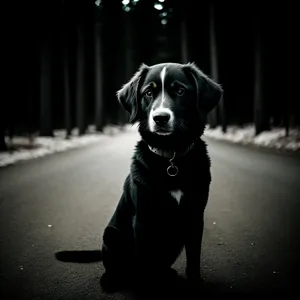 Black Retriever Puppy on Leash - Adorable Canine Companion