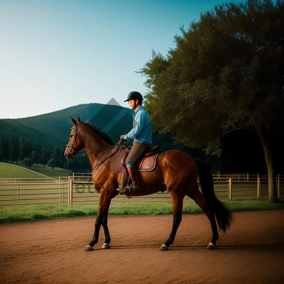 Picture of Graceful Stallion Vaulting over Saddle