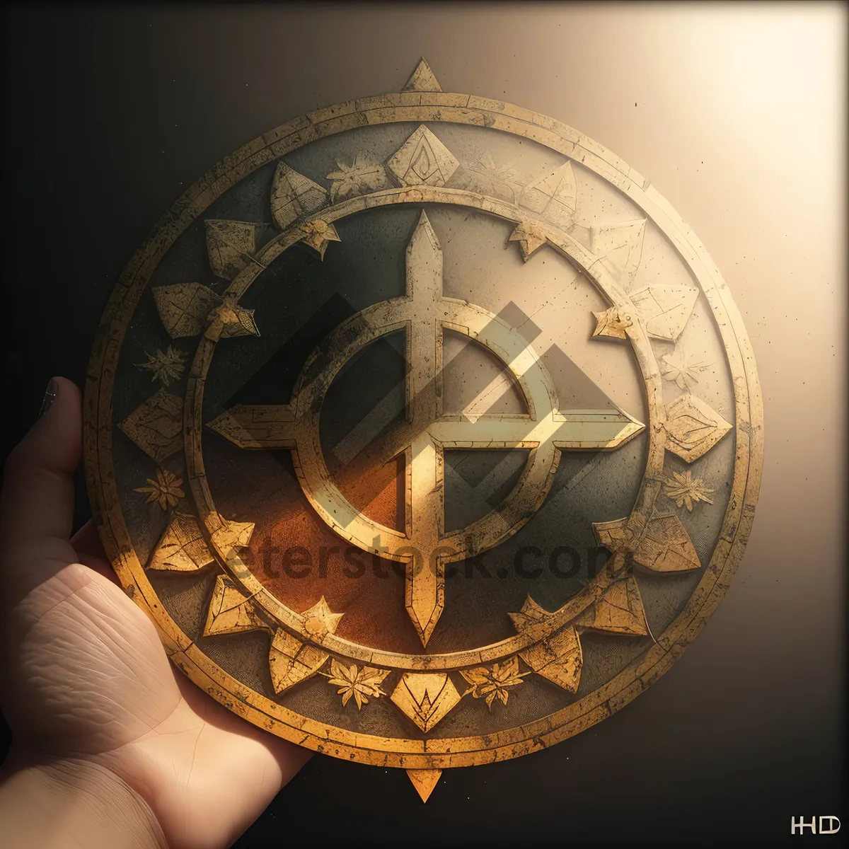 Picture of Gilded Retro Shield Design with Intricate Patterns