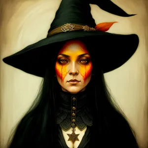 Mysterious Sorceress with Alluring Black Hat