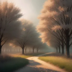 Scenic Sunset Landscape on Rural Road