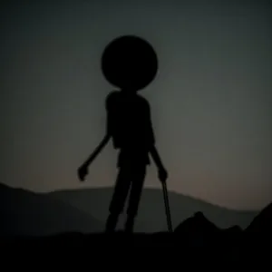 Silhouette Man with Tripod at Sunset Sky