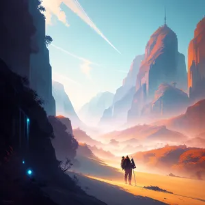 Majestic Sunset over Snow-Capped Mountains