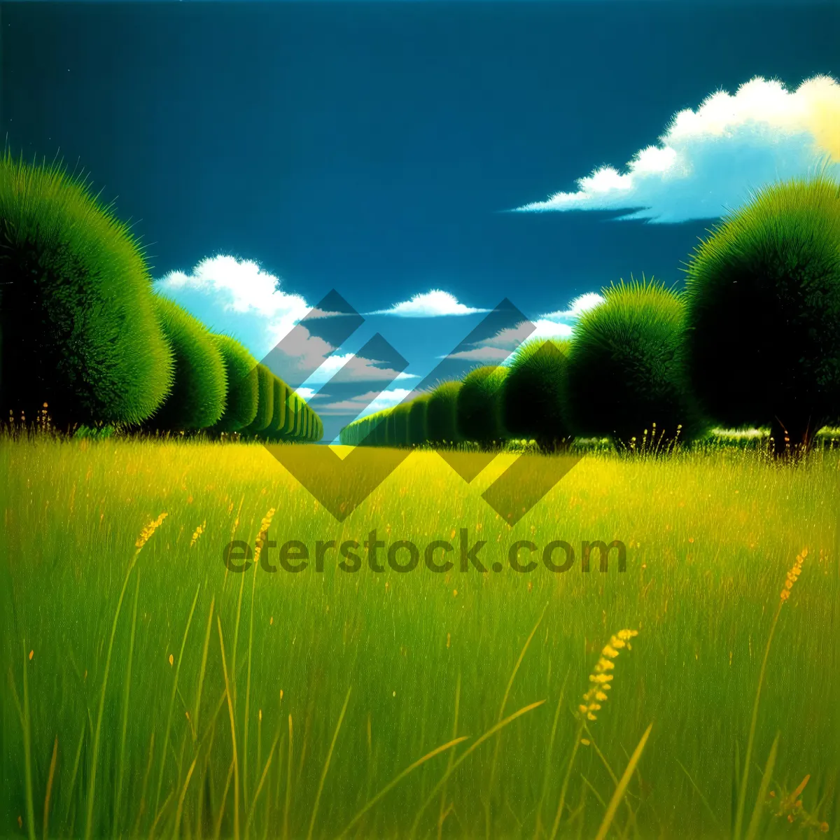 Picture of Vibrant Tennis Ball on Lush Green Meadow