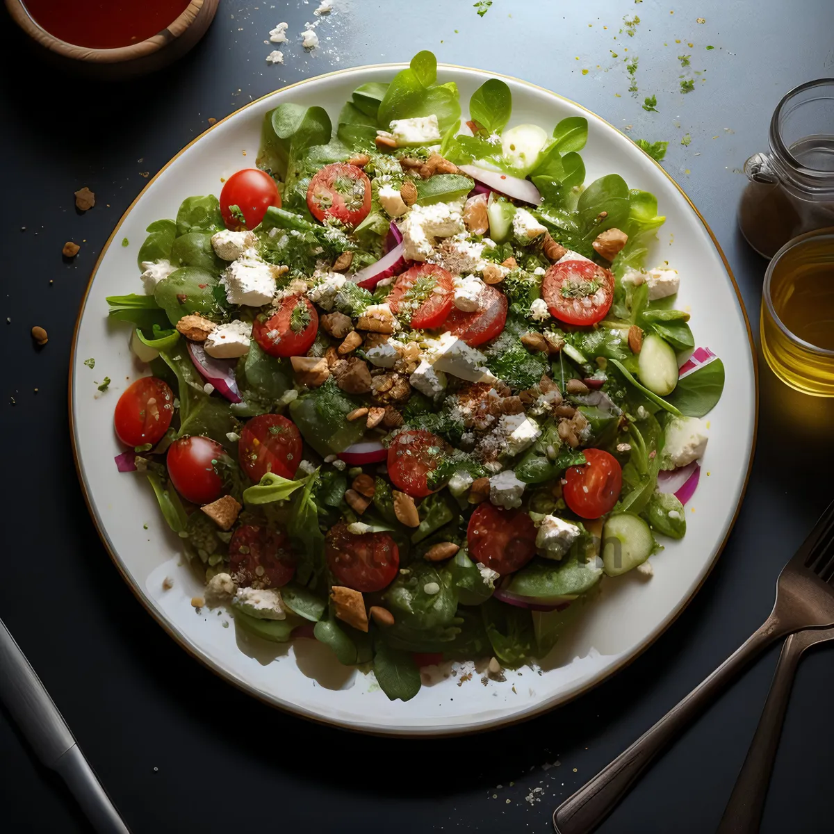 Picture of Fresh and Healthy Vegetable Plate with Legumes