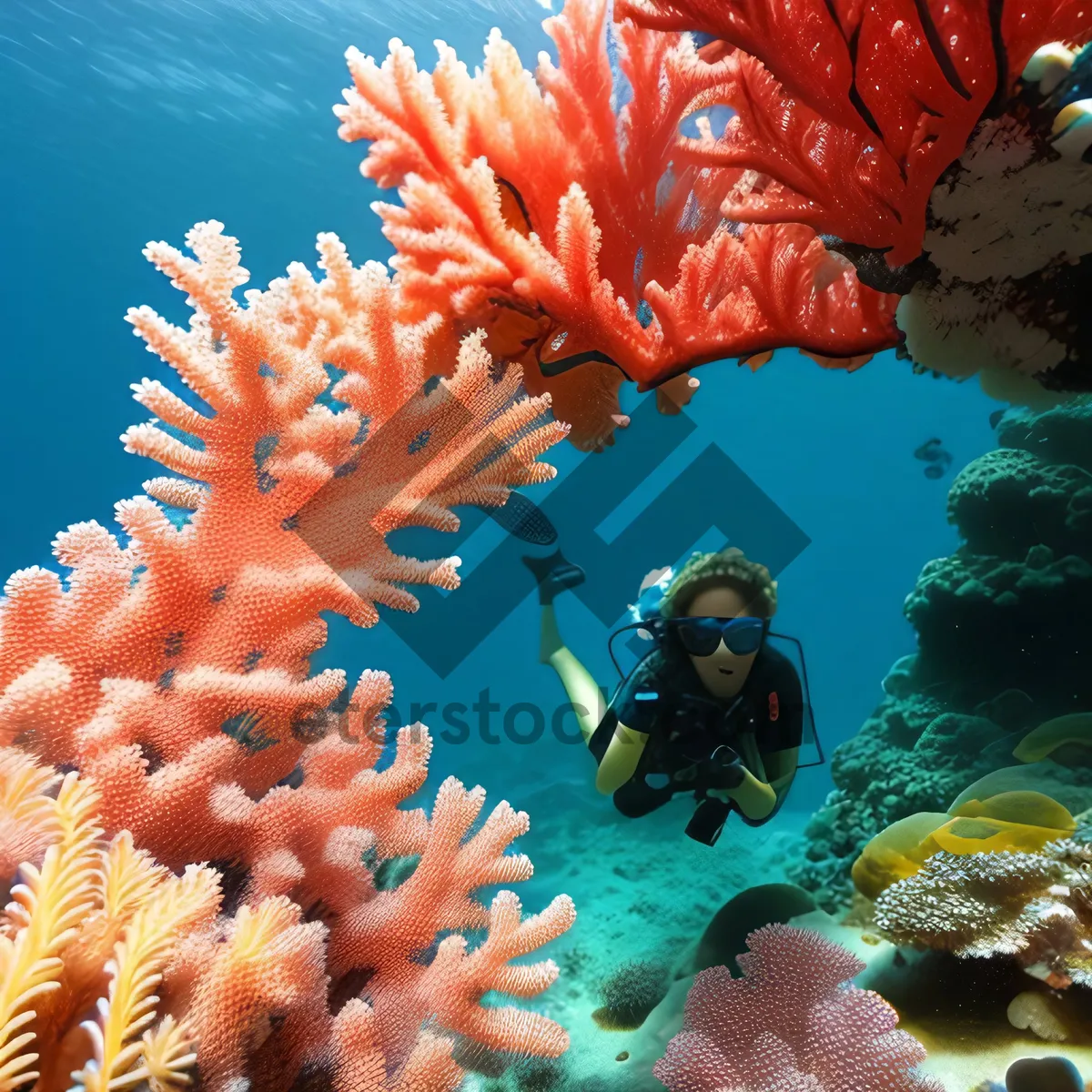 Picture of Vibrant Marine Life in Colorful Coral Reef