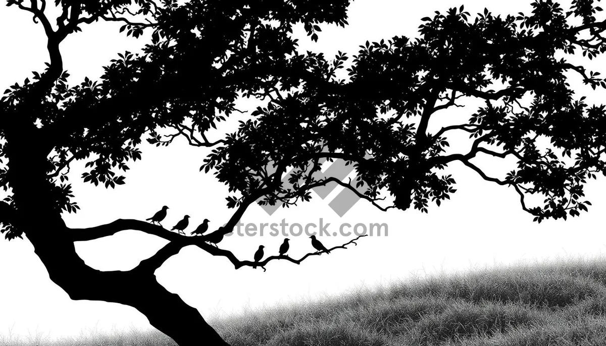 Picture of Silhouette of oak tree against cloudy sky