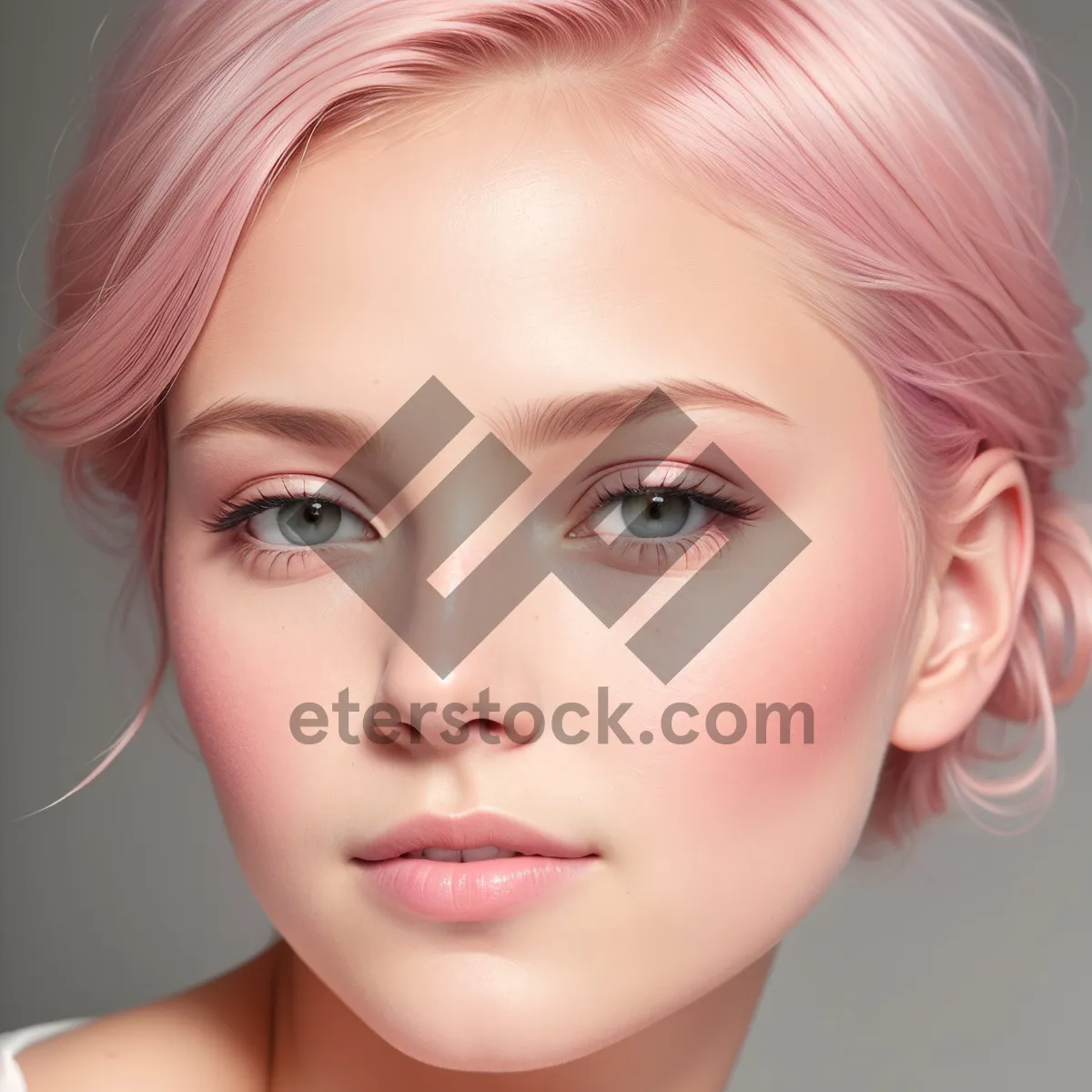 Picture of Stunning Blond Model with Radiant Makeup and Alluring Eyes