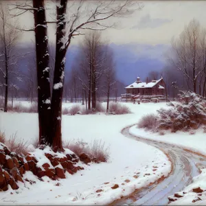 Winter Wonderland: Serene Snowy Landscape with Frosty Trees