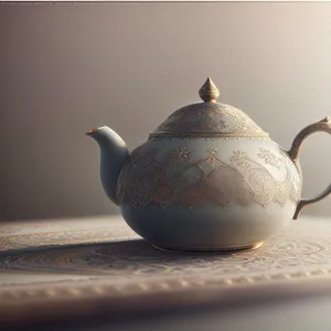 Traditional Teapot with Decorative Handle and Glass Lid