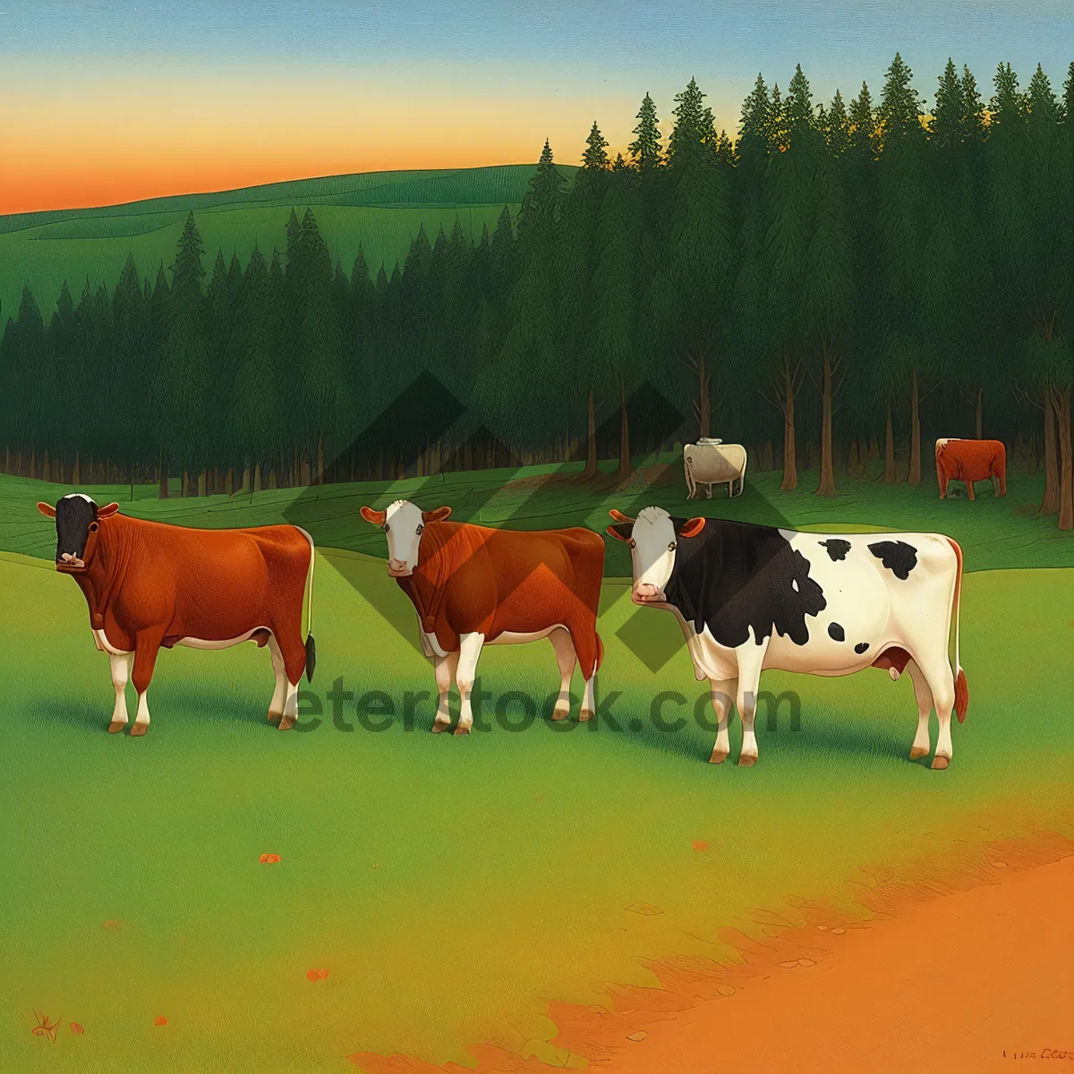 Picture of Rural Horse Grazing in Meadow