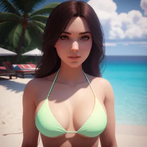 Stunning Bikini Model Strikes Alluring Pose on Beach