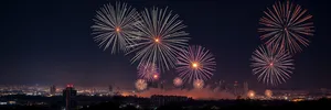 Colorful Firework Display in the Night Sky