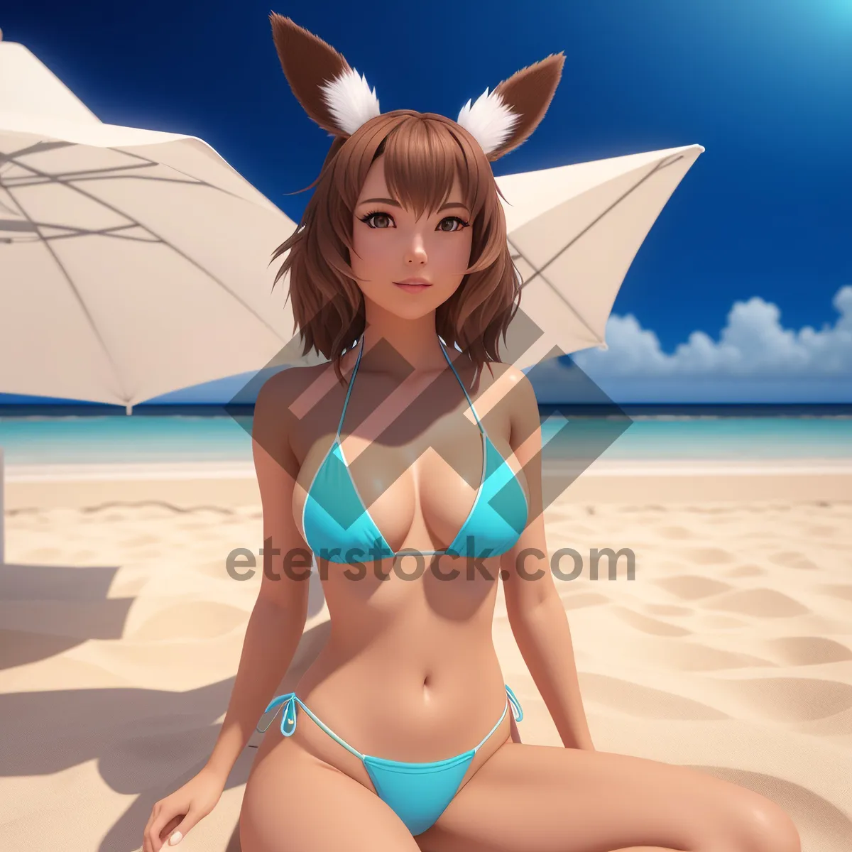 Picture of Beach Babe in Stylish Swimwear: a Summer Dream