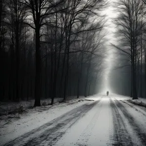 Winter Wonderland - Scenic Country Road amidst Snowy Forest