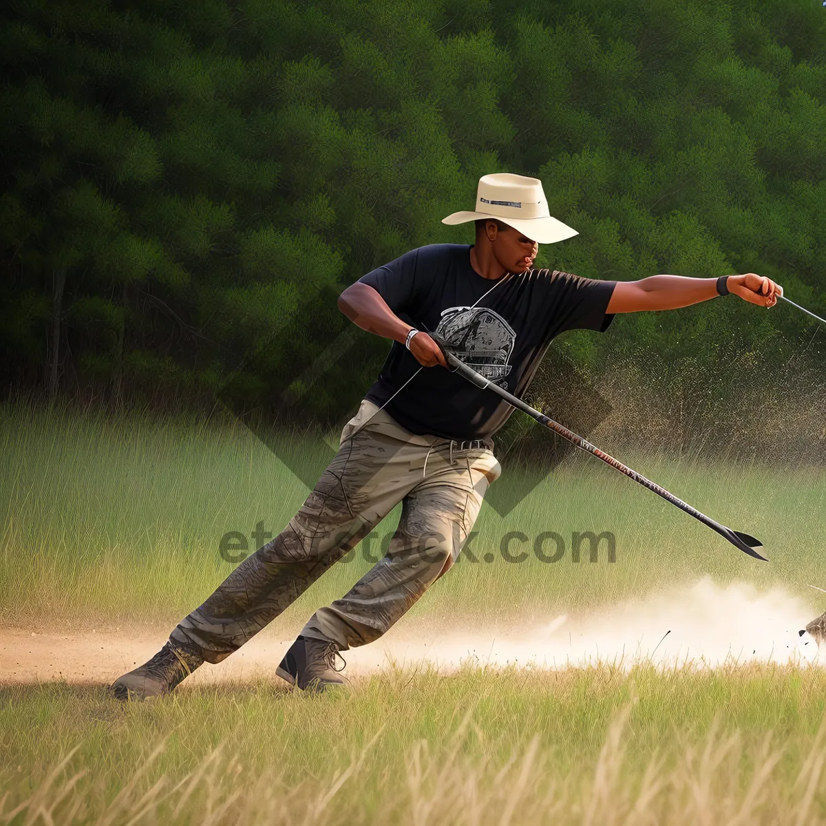 Picture of Active golfer enjoying a sunny game on the green.