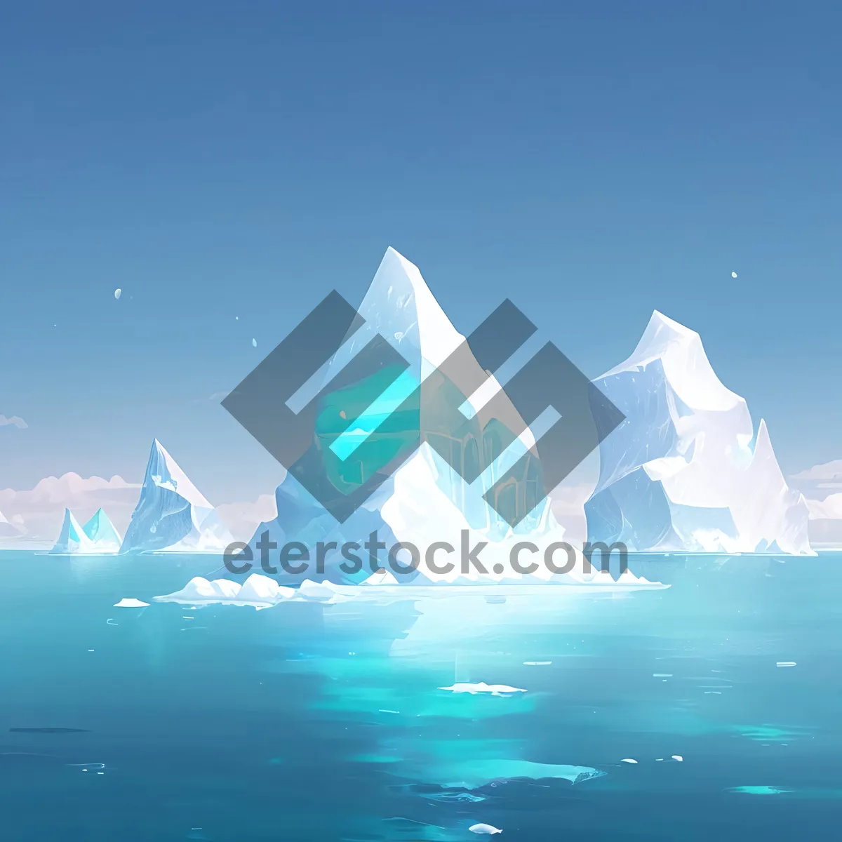 Picture of Arctic Winter Sky with Clouds and Ice
