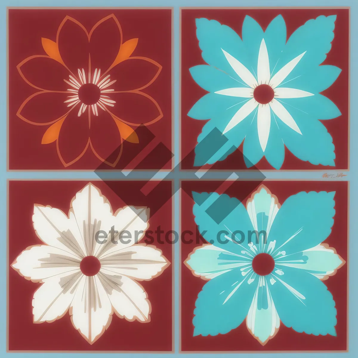 Picture of Floral Mosaic Pattern: Artistic Retro Decoration