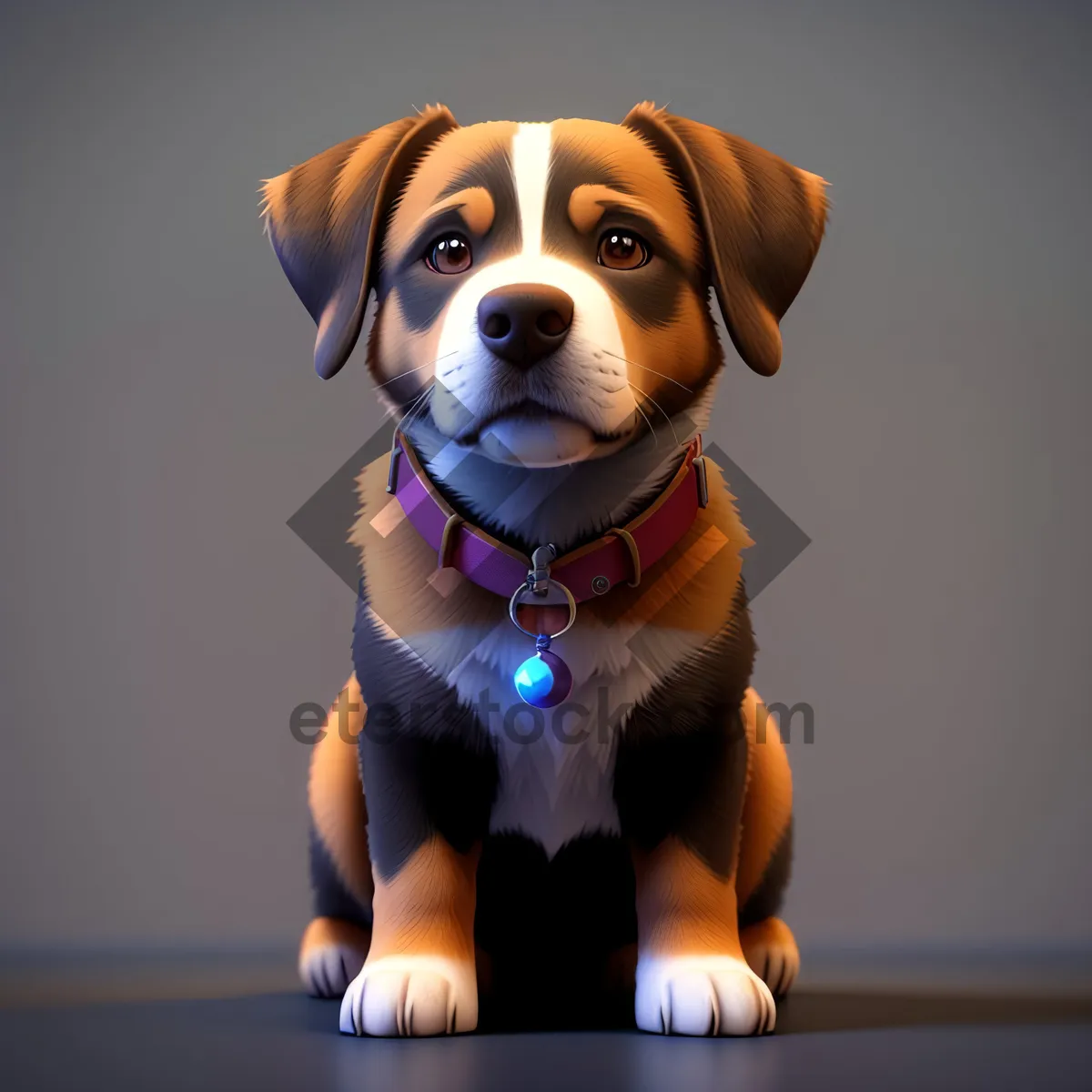 Picture of Adorable Beagle Puppy with Cute Collar