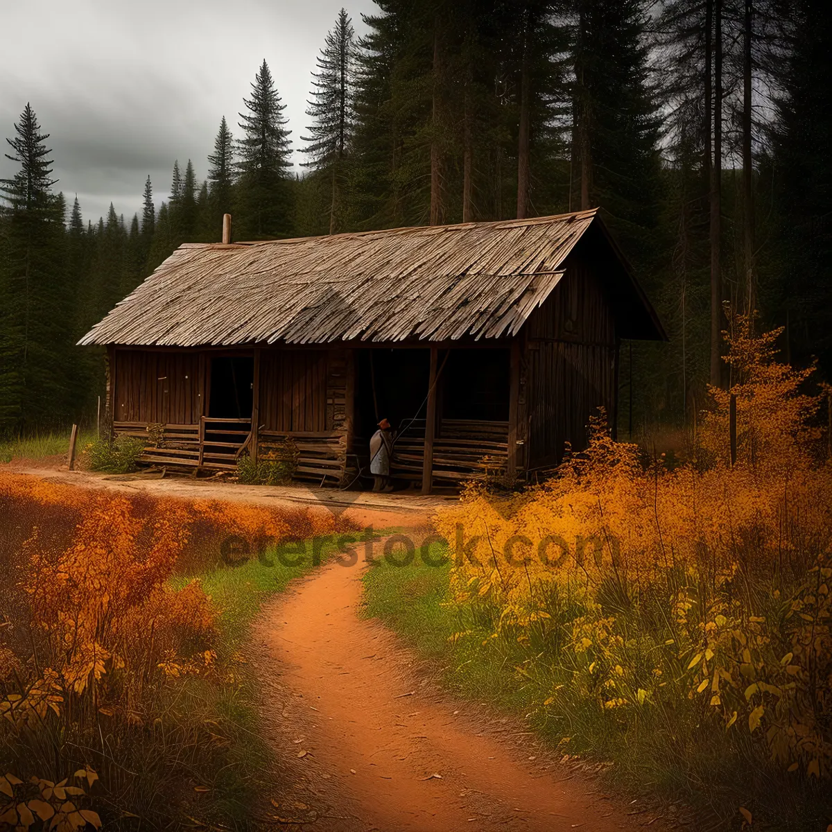 Picture of Rustic Countryside Barn in Serene Landscape