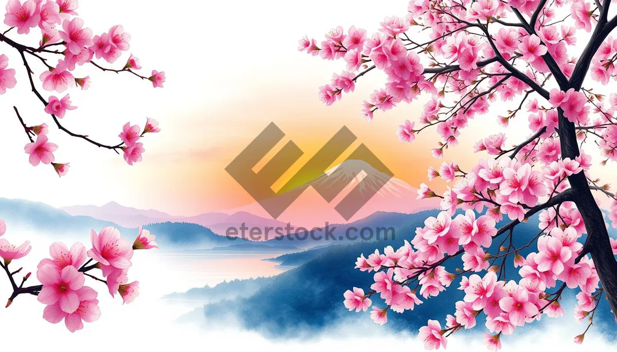 Picture of Japanese Pink Tree Holiday Decoration