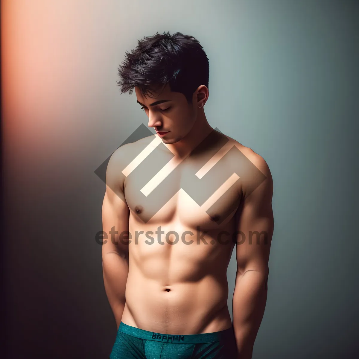 Picture of Fit and Attractive Male Model in Studio