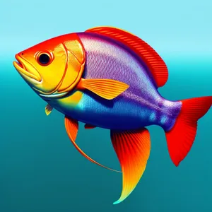 Tropical Goldfish Swimming in Colorful Aquarium