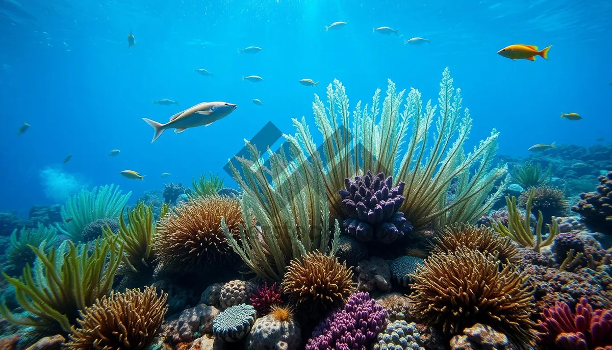 Picture of Colorful Marine Life Celebration Underwater with Fireworks