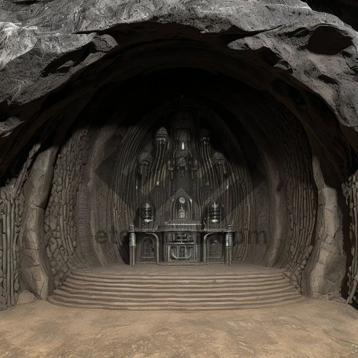 Picture of Ancient Church Vault: Historic Stone Arched Entrance