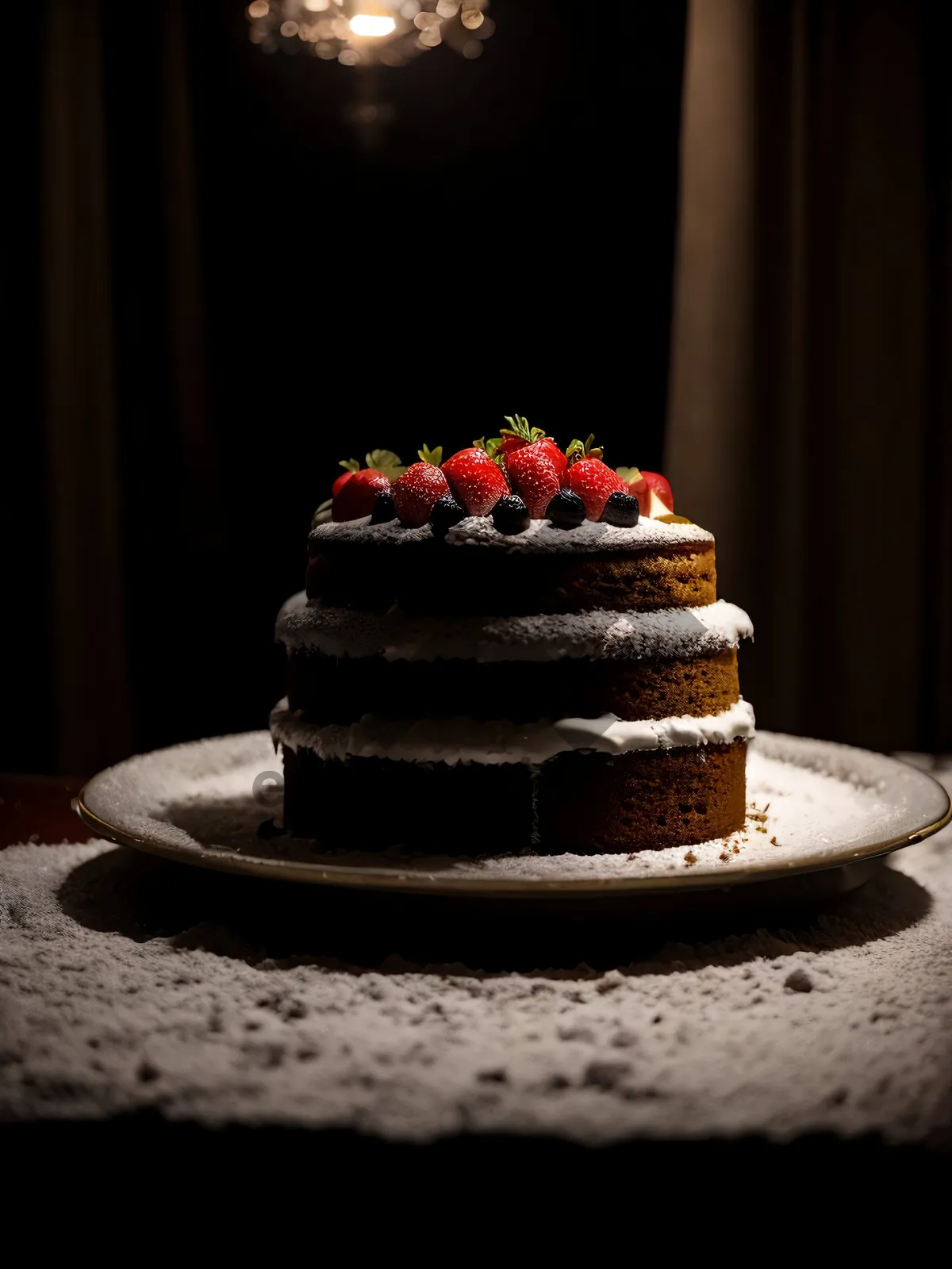 Picture of Delicious Fruit Cake with Creamy Chocolate Drizzle