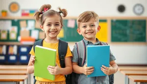 Group of happy children studying together with laptop