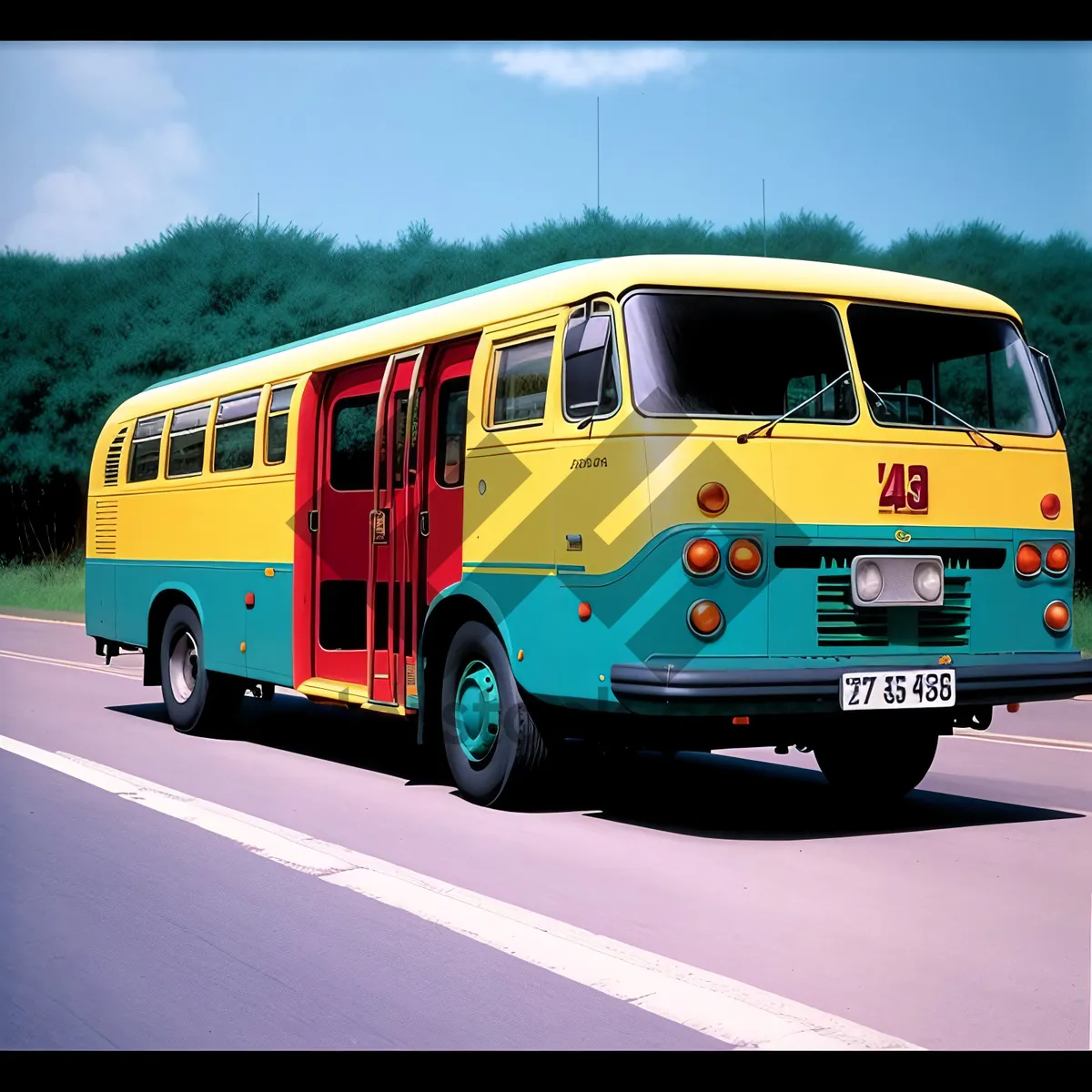 Picture of Bus on a Highway: Public Transport Vehicle