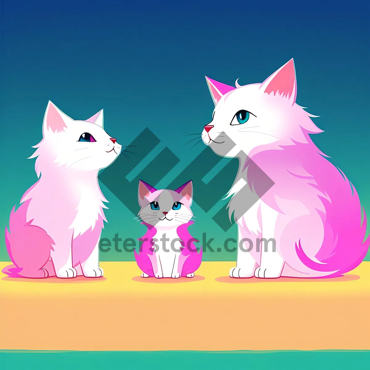 Picture of Cute Kitty Cartoon Art Animal Image