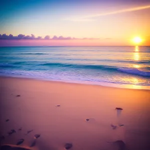 Tranquil Beach Sunset: A Colorful Evening on the Shore