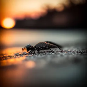 Sun-kissed Arthropod Ant in Close-Up