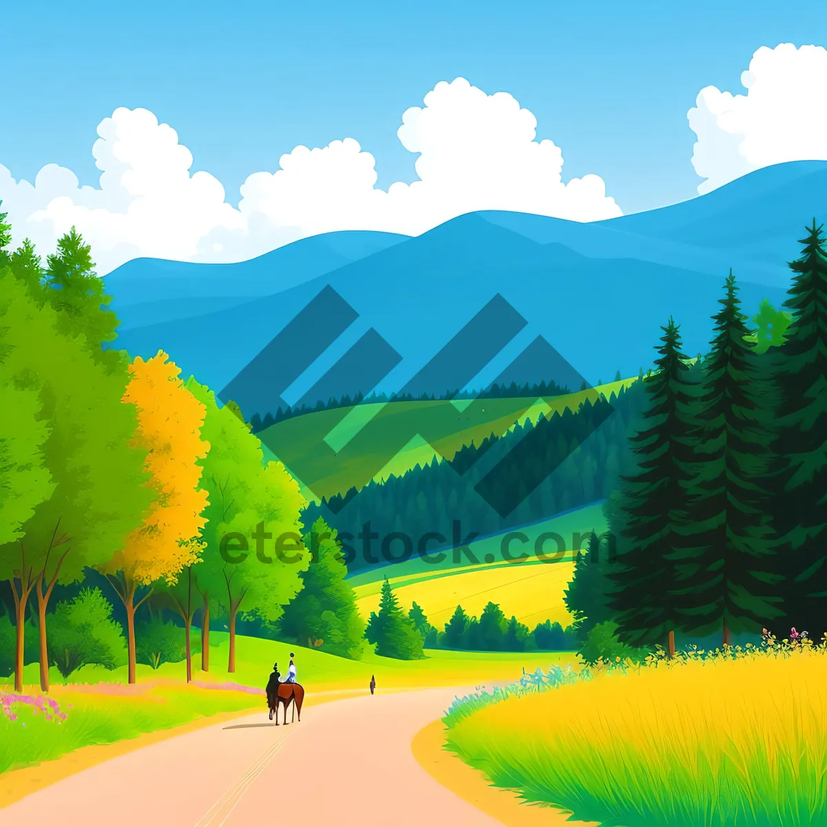 Picture of Serene Summer Meadow Under Blue Skies