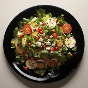 Delicious Gourmet Salad with Fresh Vegetables and Cheese