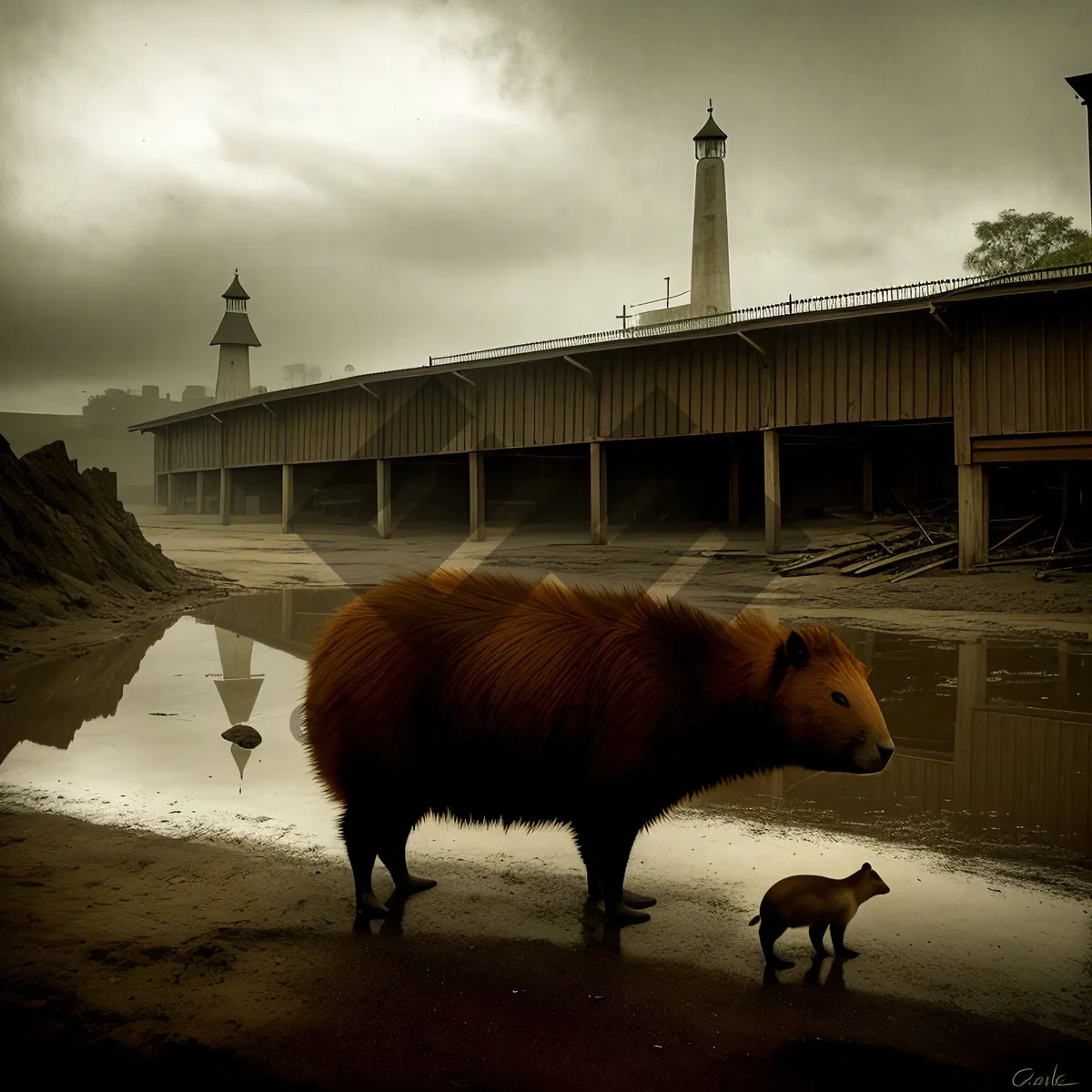 Picture of Rustic Livestock Grazing in Rural Pasture