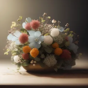 Seasonal holiday tree decoration with festive bangles and flowers.