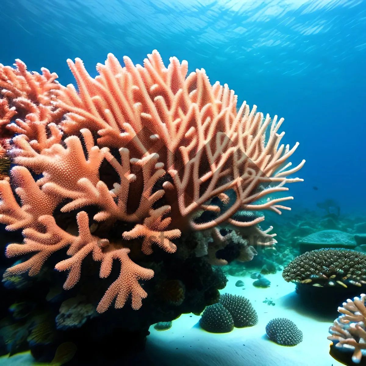 Picture of Vibrant Life Under the Sea: Colorful Coral Reef and Fish