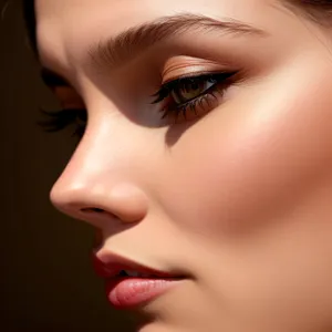 Sexy Brunette Model with Flawless Makeup and Healthy Skin