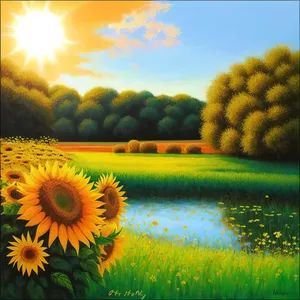 Sunny Sunflowers in Beautiful Meadow