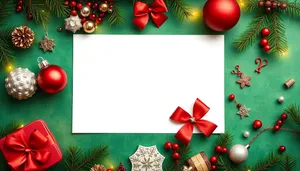 Gold Winter Holiday Frame with Ribbon Decoration