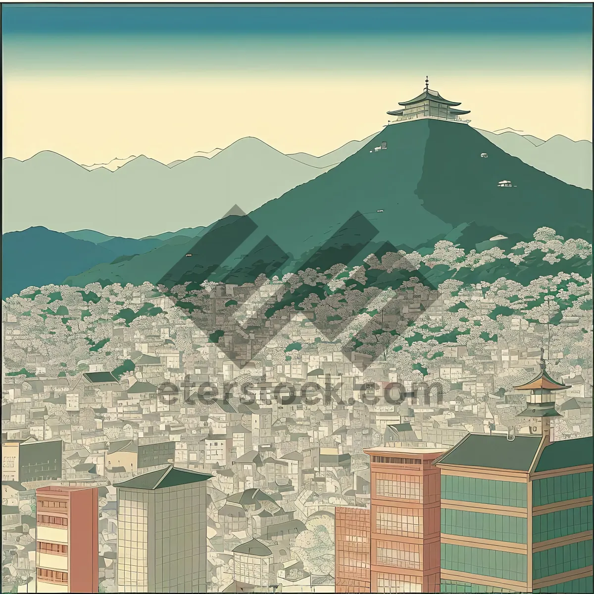 Picture of Vintage Skyline Over Ancient Cityscape