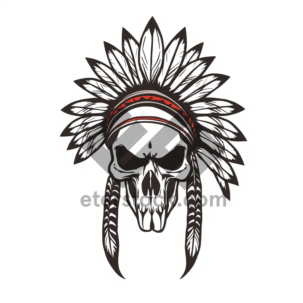 Picture of Black floral silhouette design element with retro style