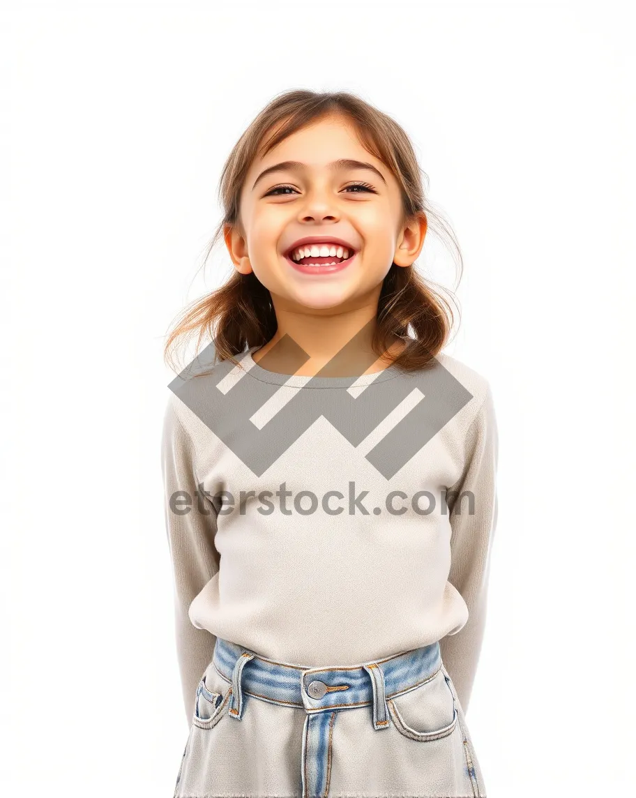 Picture of Smiling brunette fashion model portrait shot in studio.