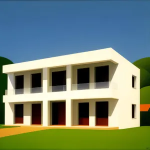 Modern 3D Villa Icon for Real Estate Sales.
