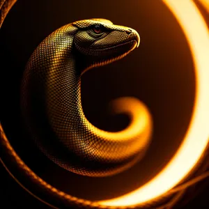Dynamic Black Snake with Shiny Fractal Swirls